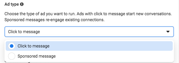 How to set Ad Type in Facebook Adset