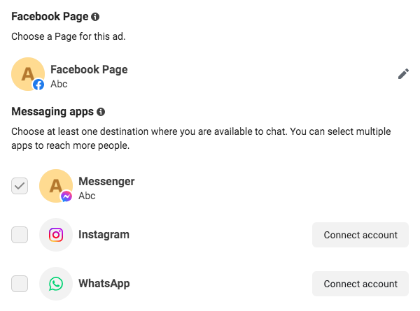 How to select your Facebook page in adset?