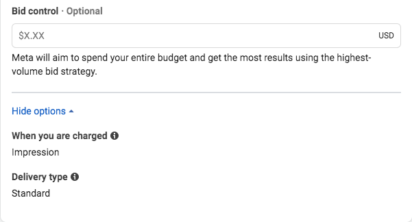 How to set bidding price in Facebook adset?