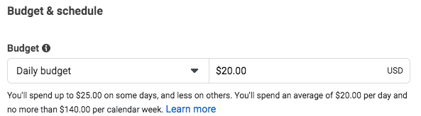 How to set daily budget in a Facebook adset?