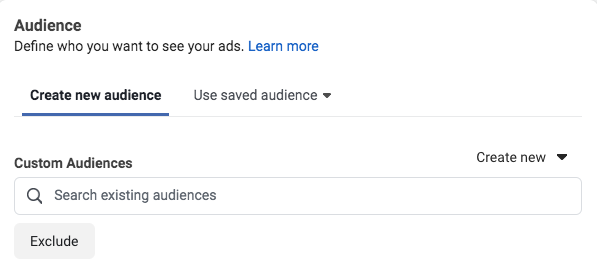 How to create audience in Facebook adset