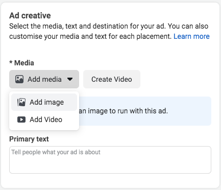 how to set ad creative in a facebook ad